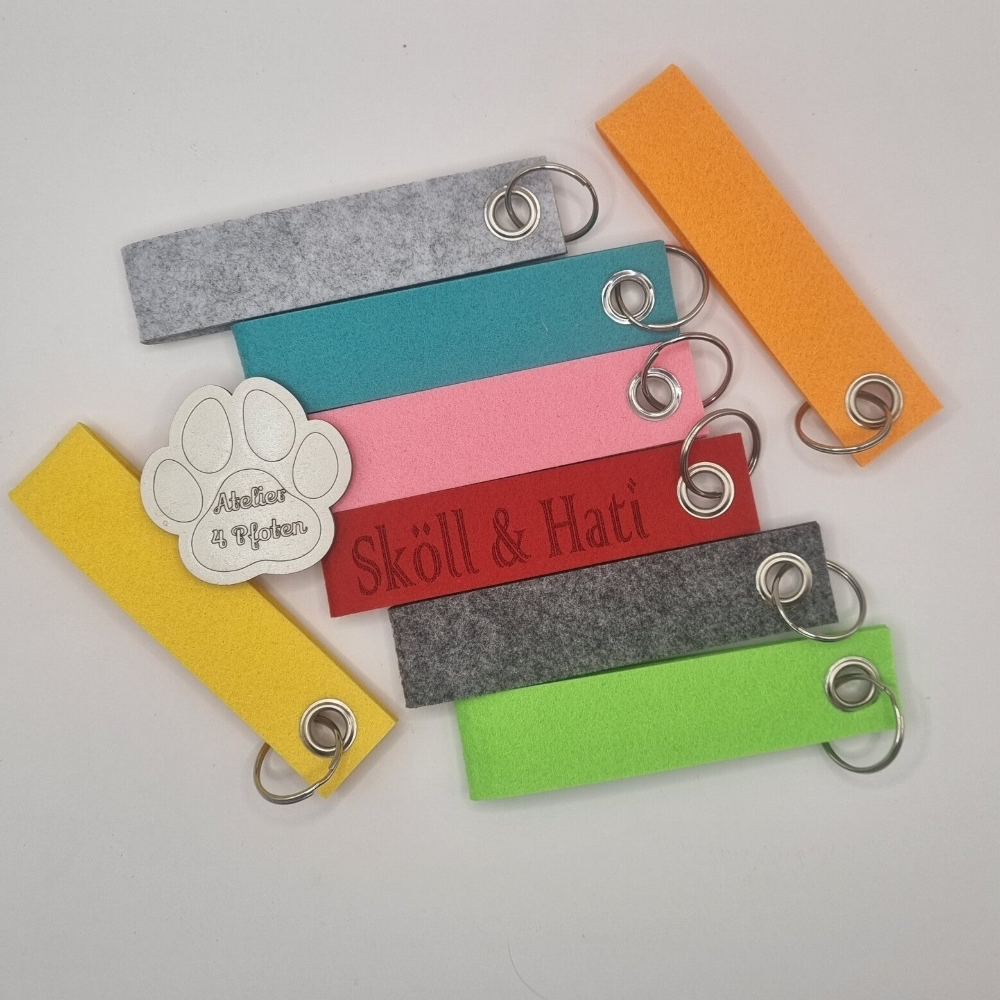 Filz Schlüsselanhänger mit Wunschgravur