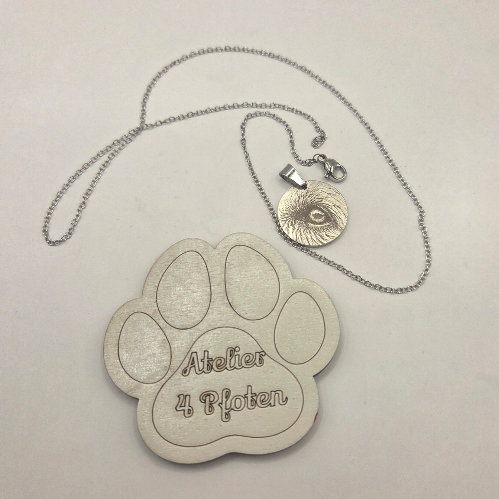 Anhänger / Kette rund Edelstahl mit Bild Foto Gravur Silber