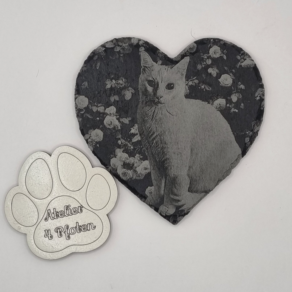 Schieferplatte Herz /  mit Foto / Bild