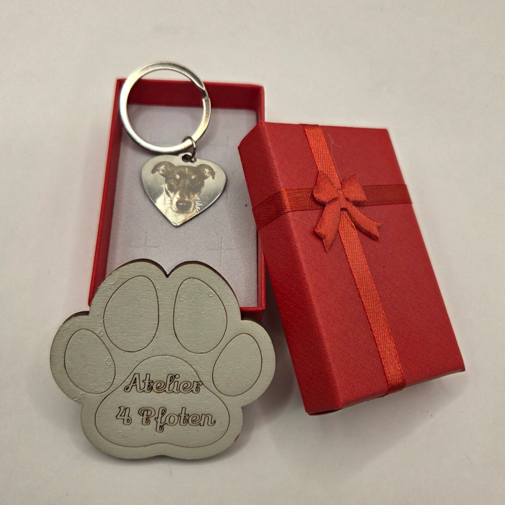 Schlüsselanhänger Herz Edelstahl m. Bild Foto Gravur Valentinstag Muttertag