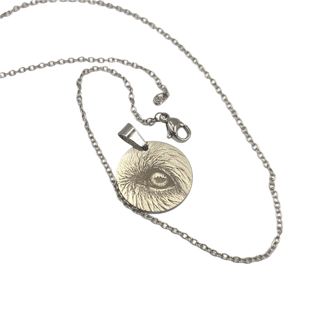 Anhänger / Kette rund Edelstahl mit Bild Foto Gravur Silber