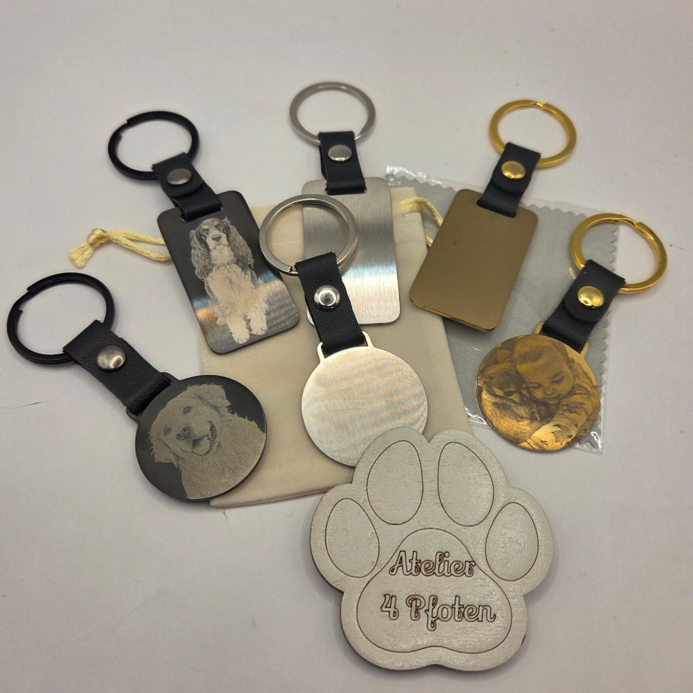 Schlüsselanhänger Edelstahl Foto Bild Gravur