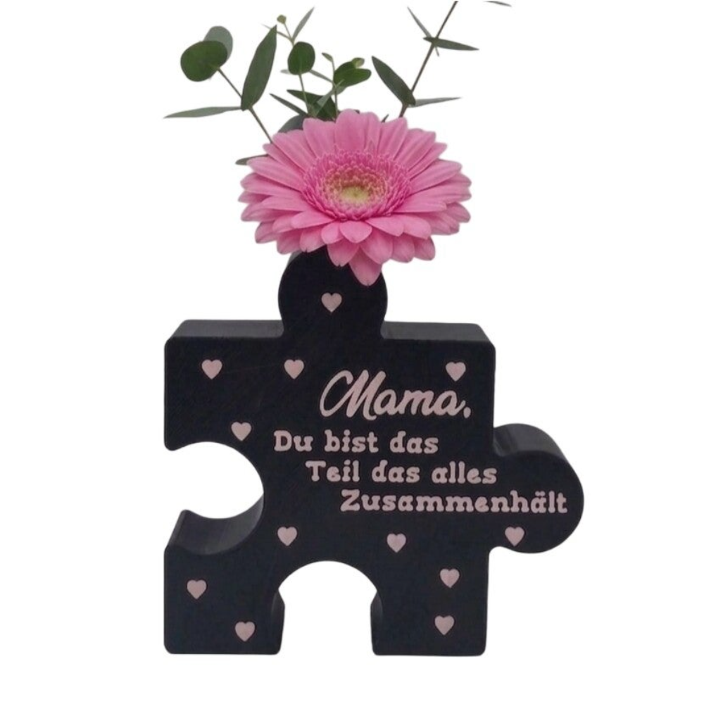 Personalisiertes Puzzle-Vasen Geschenk – Muttertag Vatertag Wunschname | 3 Größen