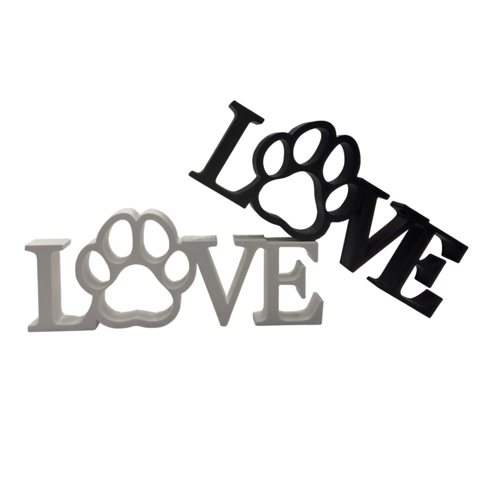 LOVE Aufsteller – Pfote statt O (mit oder ohne Flügel) 3D