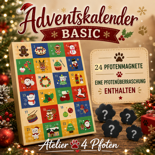 🎄 Adventskalender Basic Limitiert Vorbestellung – 24 weihnachtliche Pfotenmagnete + Überraschung