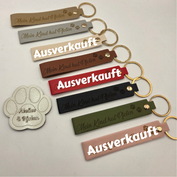 PU-Leder Schlüsselanhänger "Mein Kind hat Pfoten"