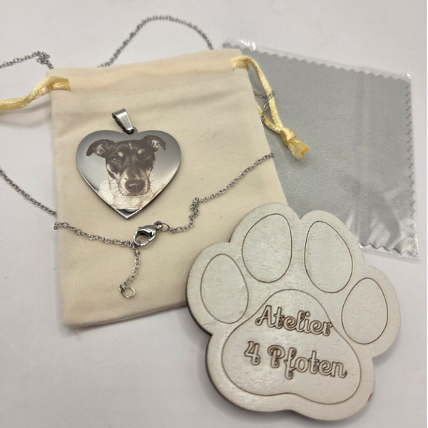 Anhänger / Kette Herz Edelstahl mit Bild Foto Gravur Silber