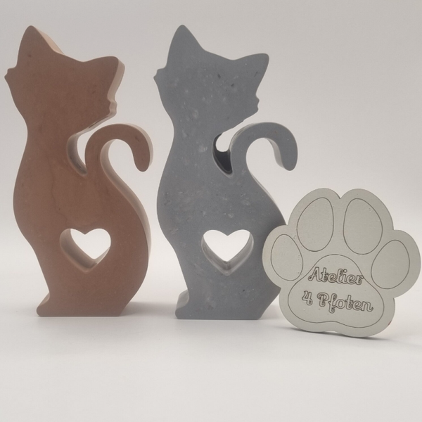 Katze Keramik mit Herz Deko Figur