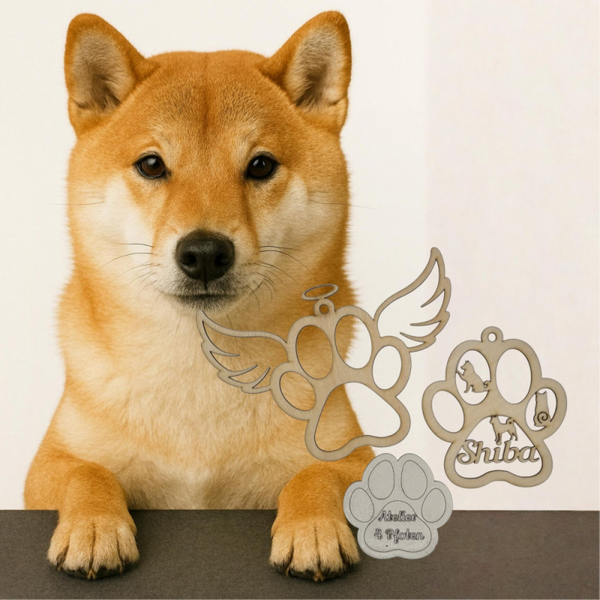 Shiba Akita Inu Holz Pfote Haustier Anhänger Hund mit Name