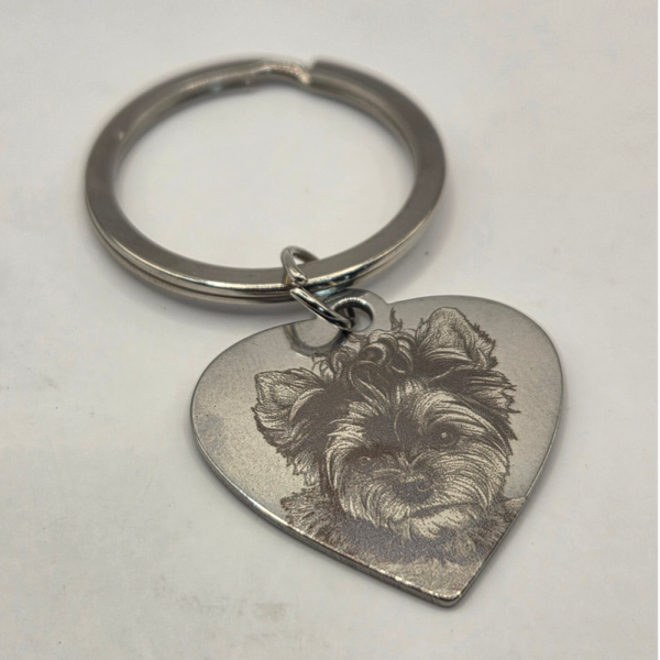 Schlüsselanhänger Herz Edelstahl m. Bild Foto Gravur Valentinstag Muttertag