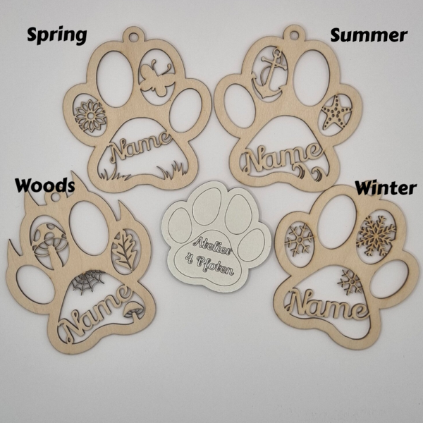 Holz Pfote Haustier Deluxe Anhänger Hund Katze mit Name