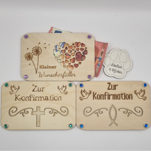 Geld Geschenkkarte Geldkarte Holz mit Gravur