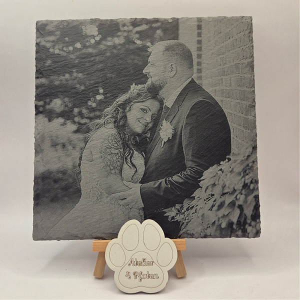 Schieferplatte 20 x 20 cm / mit Foto / Bild