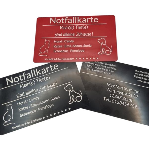 Haustier Metall Notfallkarte Notfallkontakt Hund Katze