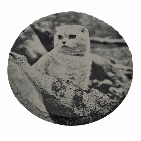 Schieferplatte 15 cm rund / mit Foto / Bild