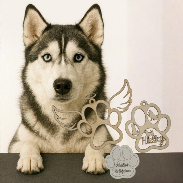 Husky Holz Pfote Haustier Anhänger Hund mit Name