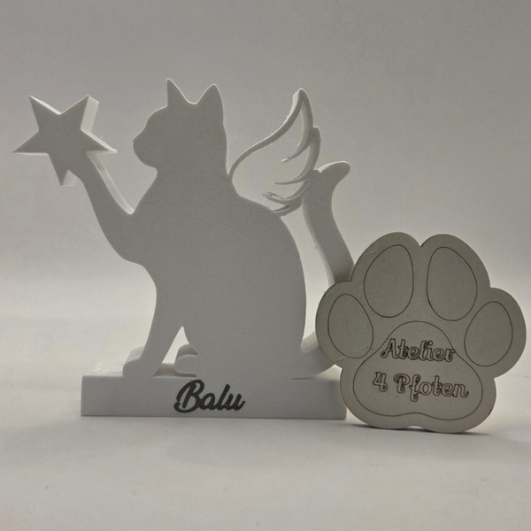 Tier-Silhouette Personalisiert Größe M Pfote nach oben / Stern 3D