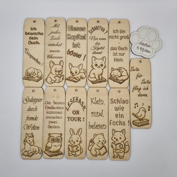 Lesezeichen Holz Tiere personalisiert