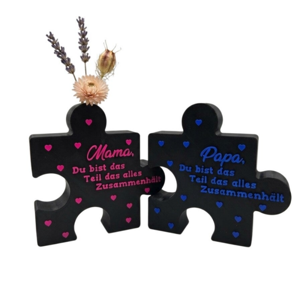 Personalisiertes Puzzle-Vasen Geschenk – Muttertag Vatertag Wunschname | 3 Größen