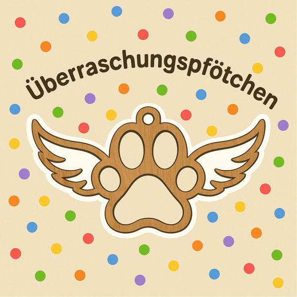 Überraschungspfötchen Holzanhänger Haustier Hund Katze mit Name