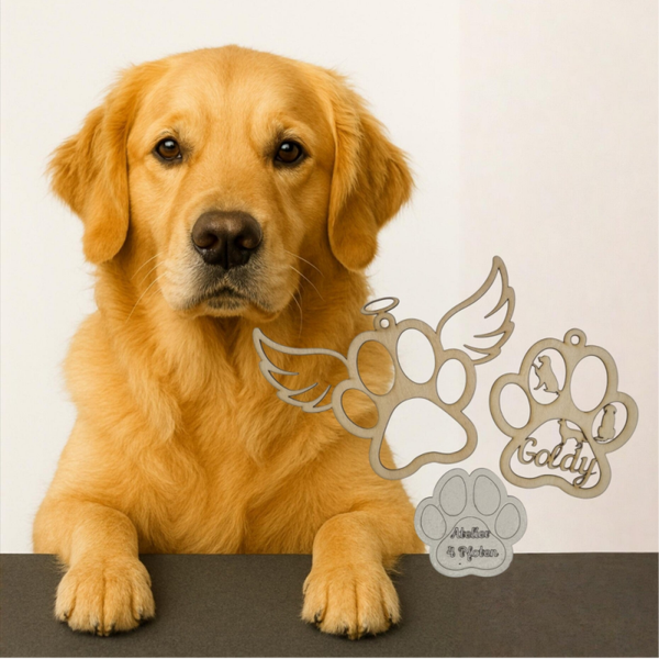 Golden Retriever Holz Pfote Haustier Anhänger Hund mit Name