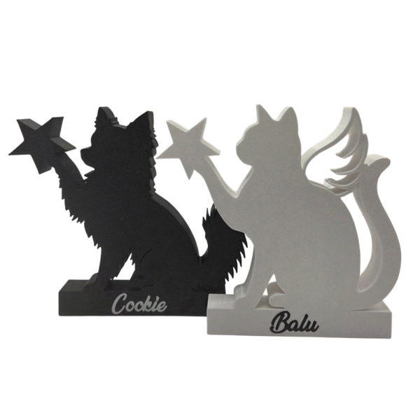 Tier Silhouette Personalisiert in 3 Größen Pfote nach oben / Stern 3D