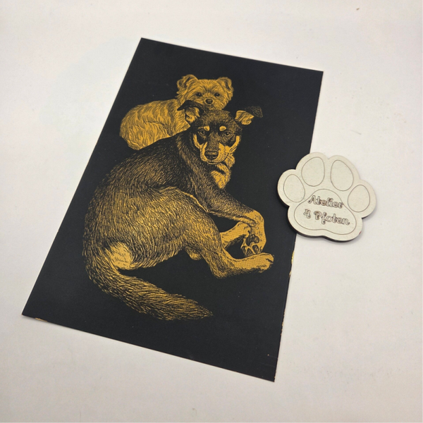 Haustier Gold Bildergravur auf Effektpapier