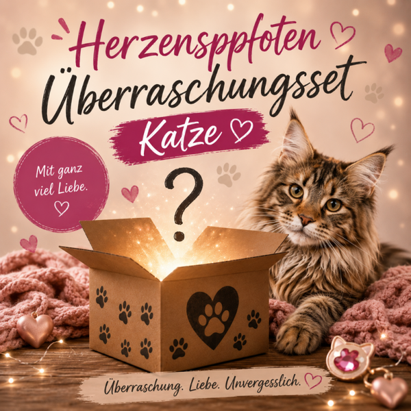 Herzenspfoten Überraschungsset Katze – personalisiertes Geschenkset für Katzenliebhaber