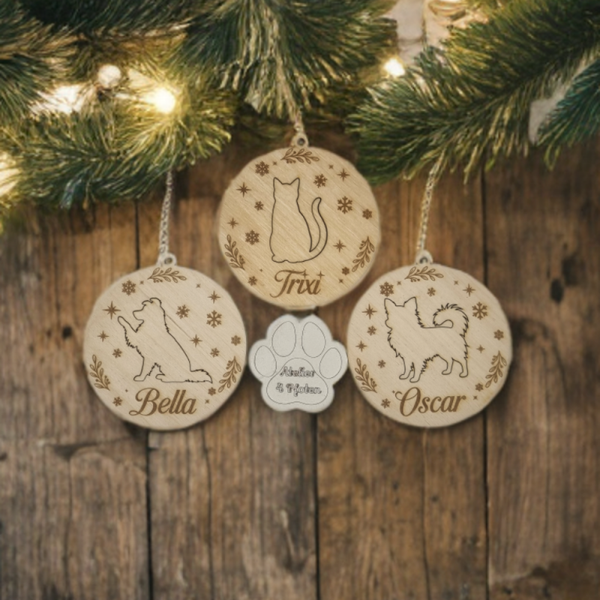 Holzanhänger Weihnachten – mit Tiermotiv & Namensgravur