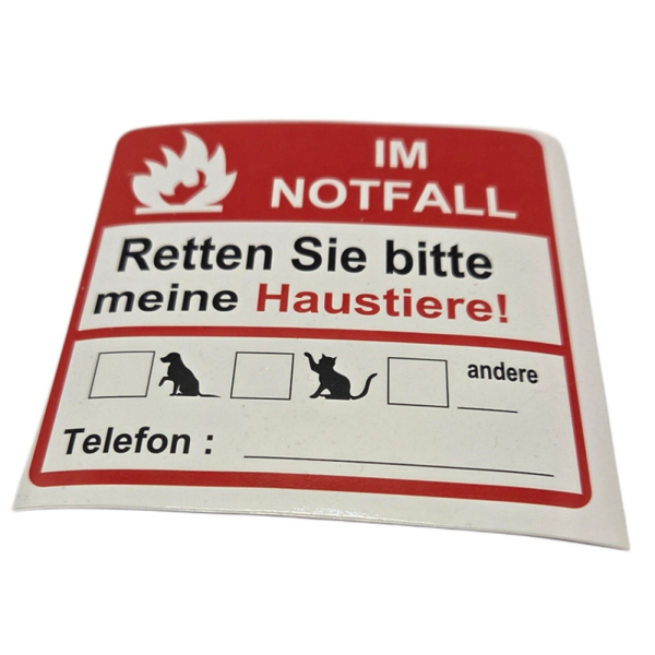 Notfall Aufkleber Haustiere Türsticker