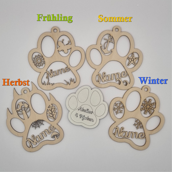 Holz Pfote Haustier Deluxe Anhänger mit / ohne Flügel Hund Katze mit Name