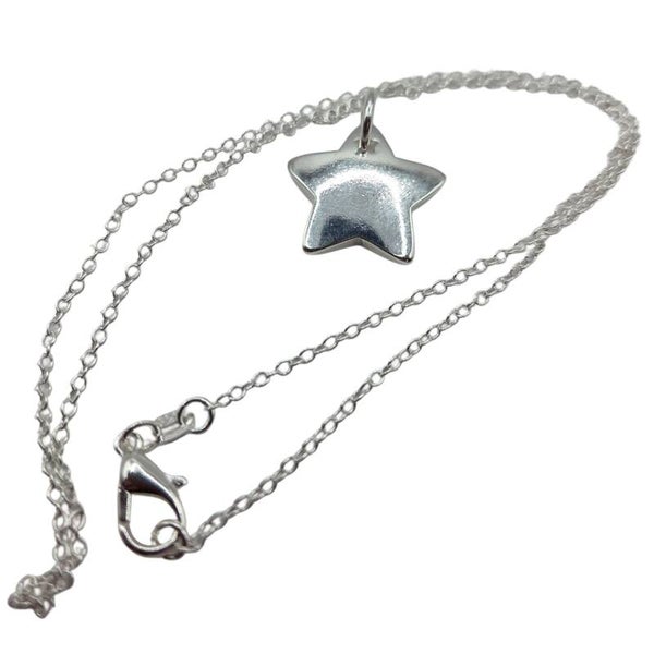 Anhänger / Kette Stern Gravur silberfarbend mit 925-Prägung