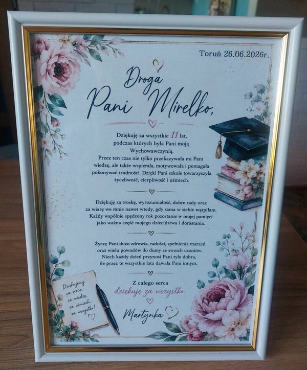 PODZIĘKOWANIE , DYPLOM W RAMCE