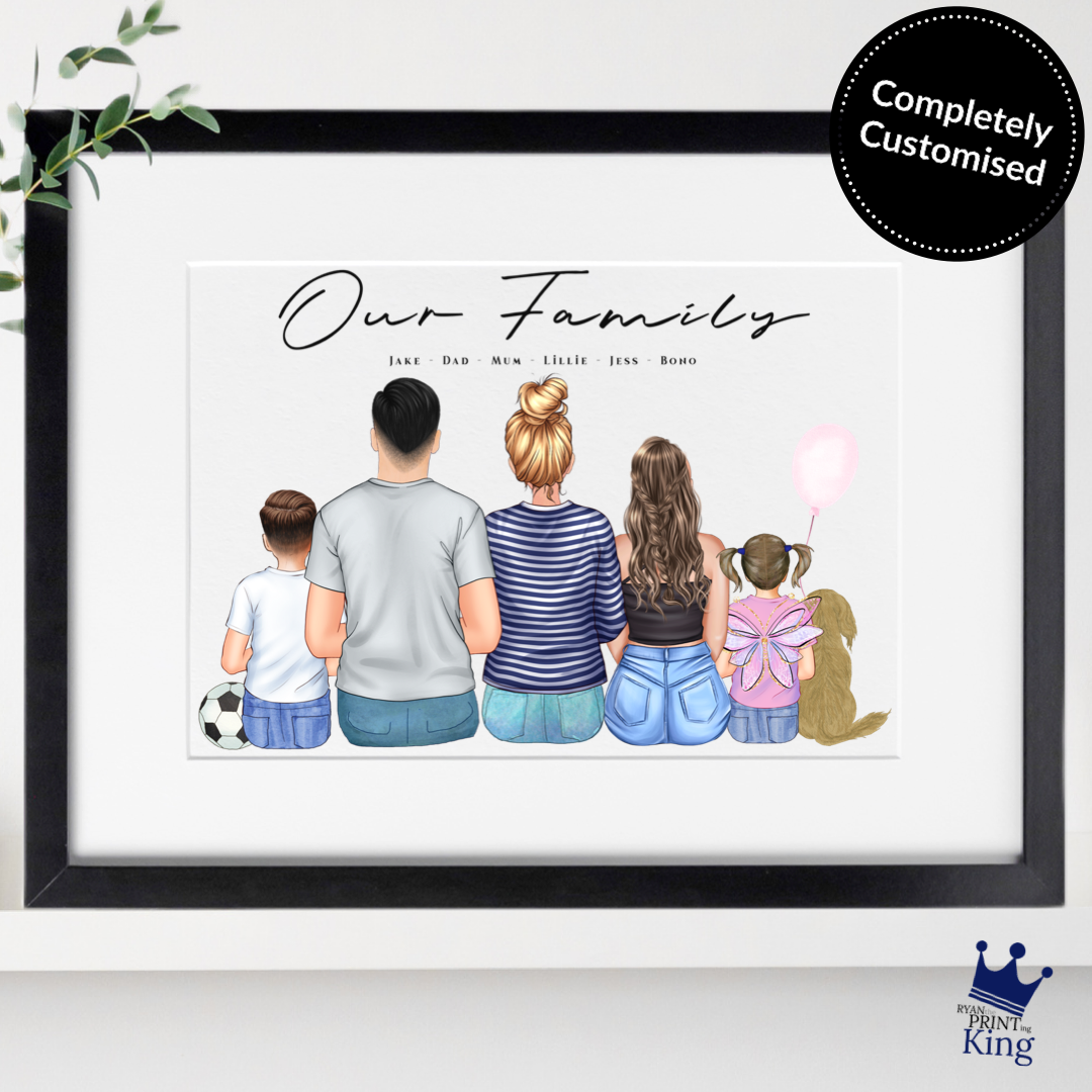 Family custom personalised illustration art print