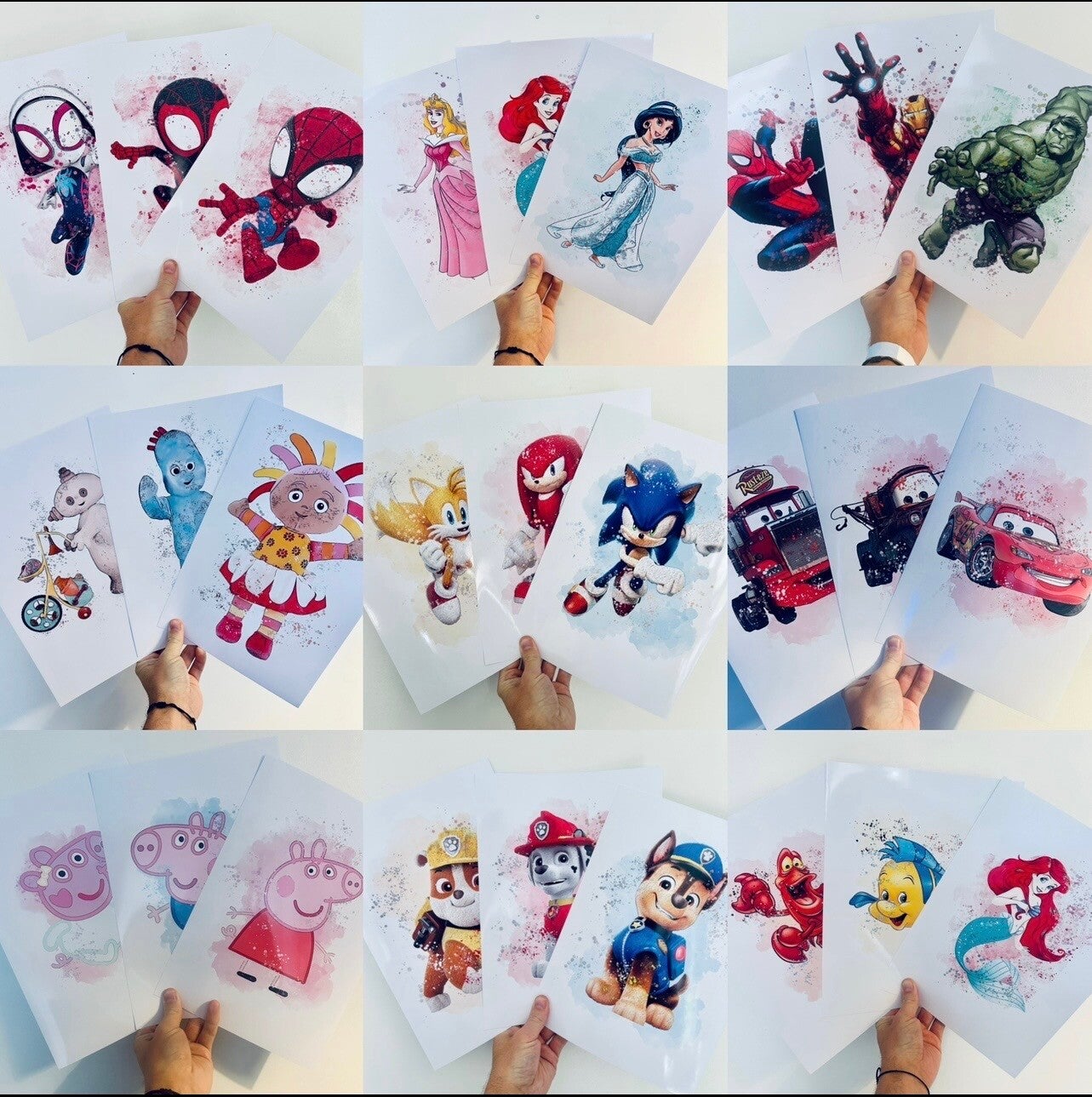 3 x A4 character watercolour print set