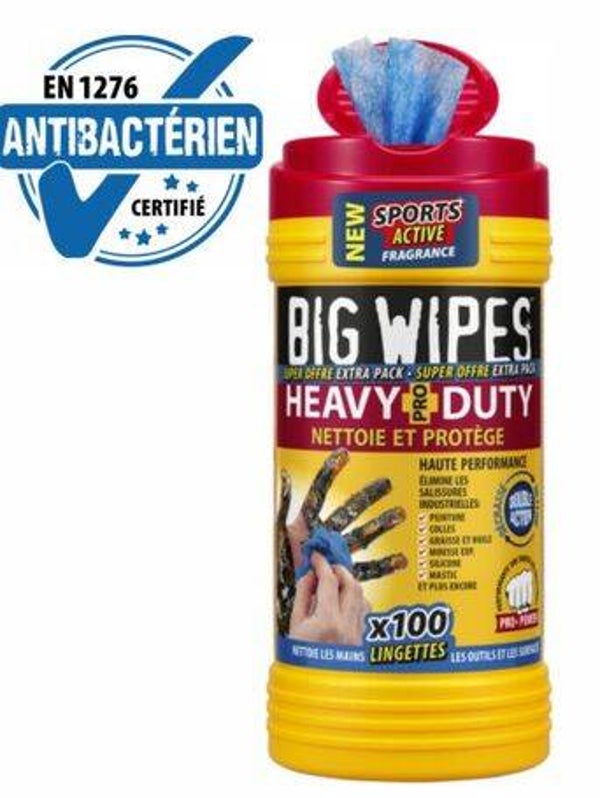 BIG WIPES Lingettes Heavy Duty – tube 100