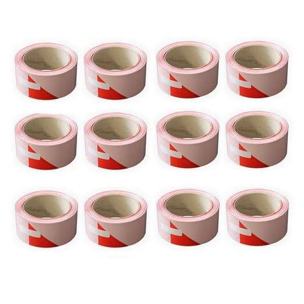SOPPEC - Ruban de signalisation - Lot de 12 bandes de chantier 50 mm x 100 m - Rouge et Blanc