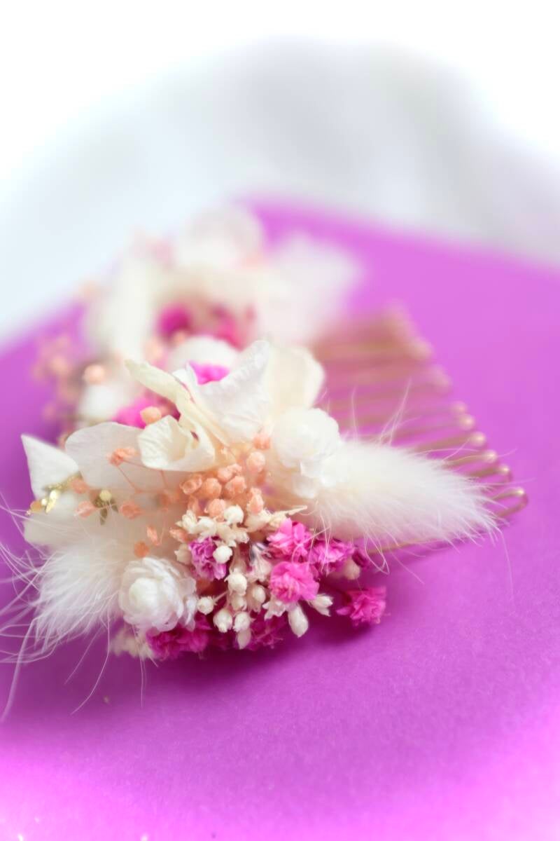 Peigne mariage coloré rose