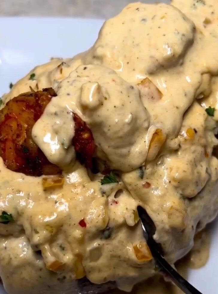 Seafood loaded potatoe