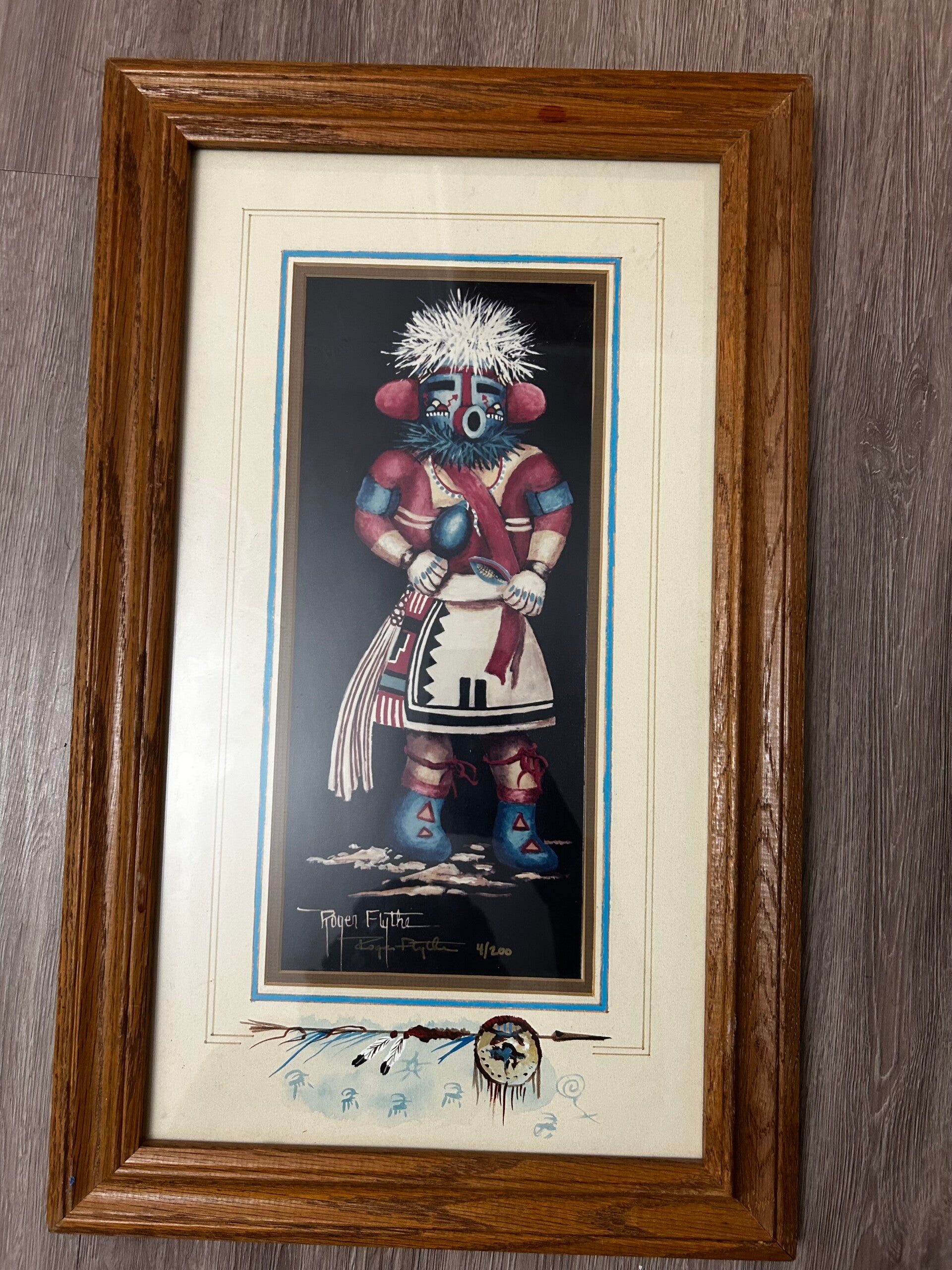 Roger Flythe Framed Native American ArtworK