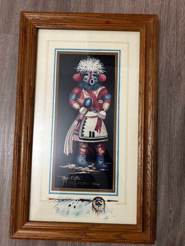 Vintage Framed Native American Kachina Art Print by Roger Flythe