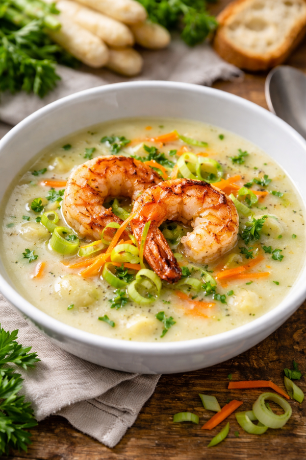 aspergesoep 1 liter met gamba en fijne groenten