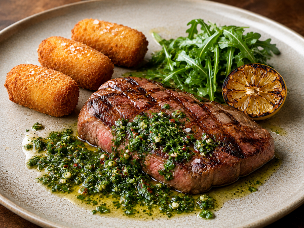 WBC  Kalfs rib eye salsa verde aardappelkroketjes