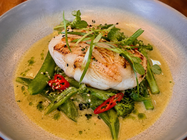WBC Zeeduivel met groene curry, sugarsnaps en rijst