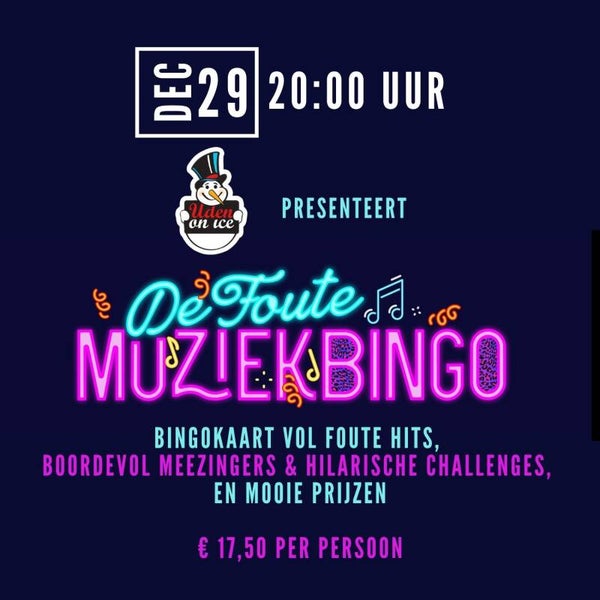 Foute MuziekBingo 29 december 20:00 uur Uden on Ice
