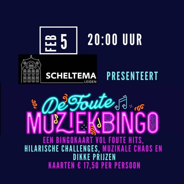 Foute MuziekBingo 5 februari 20:00 uur Scheltema Leiden