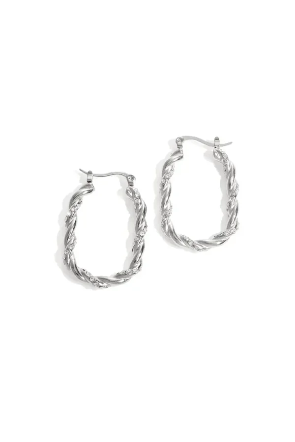 Oorbel twisted sparkle zilver