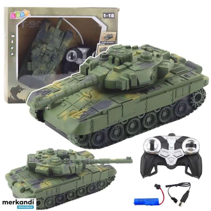 RC-tank T90, op afstand bestuurbare militaire tank, met licht en geluid, groene kleur, schaal 1:18