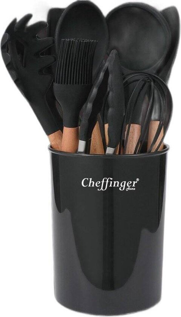 Cheffinger Keukengerei Set met Houder - 12-delig - verschillende kleuren beschikbaar