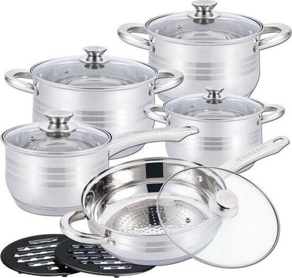 Cheffinger Pannenset - 12-delig - Zilver - RVS